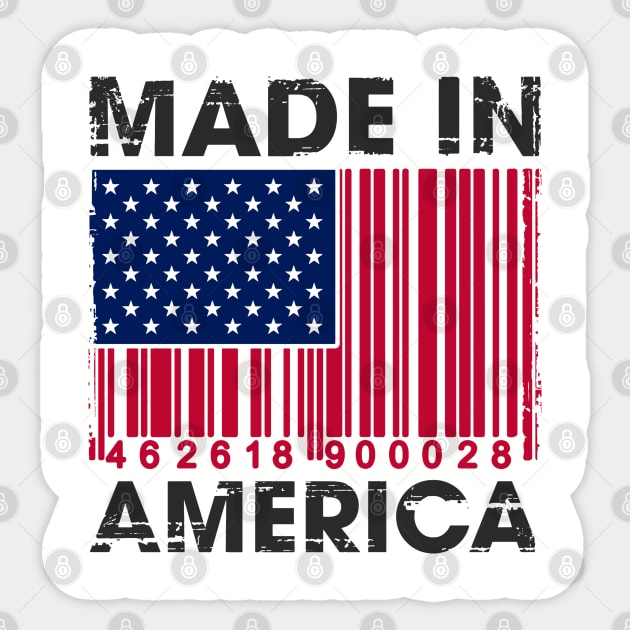 Made in America Barcode Flag Patriotic Humor Sticker by Anticorporati